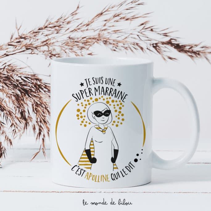 Duo Mugs Parrain Marraine Super héros Le Monde de Bibou