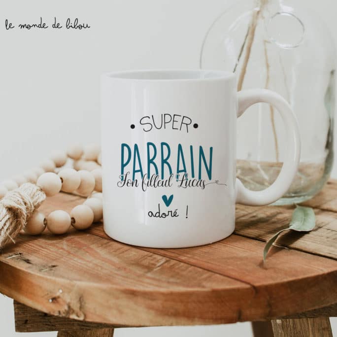 cadeau personnalisé naissance Mug PARRAIN à personnaliser avec votre prénom baptême mug parrain Cadeau personnalisé pour parrain 