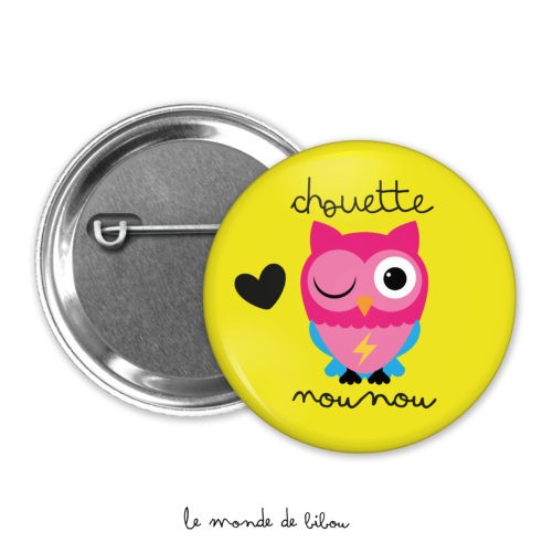 Badge chouette nounou jaune