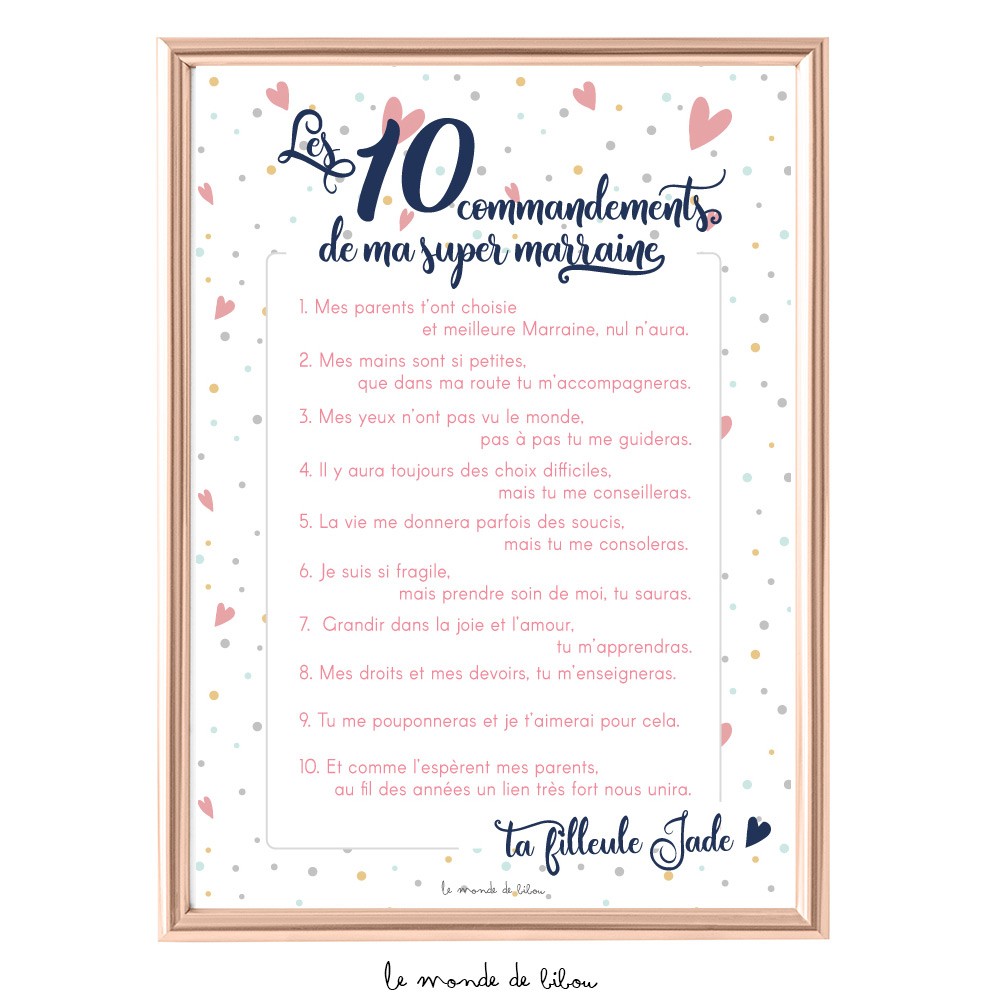 Affiche Les 10 commandements de ma super marraine