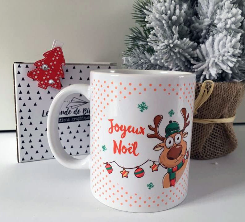 Mug Joyeux Noël personnalisé. Mugs de Noël personnalisés pour offrir