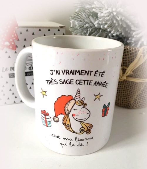 Mug de Noël Ma licorne le dit