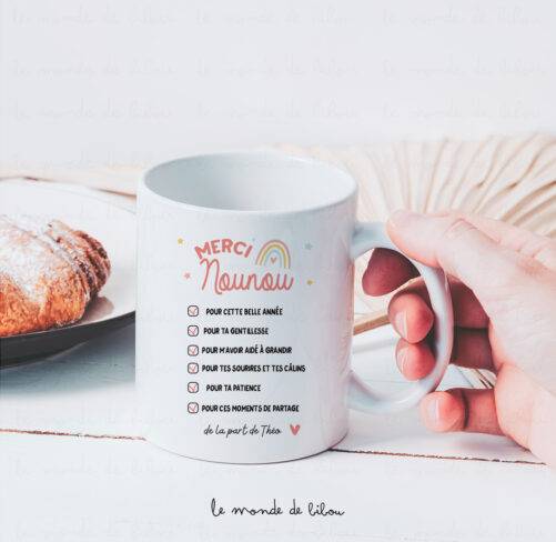 Mug merci nounou personnalisable