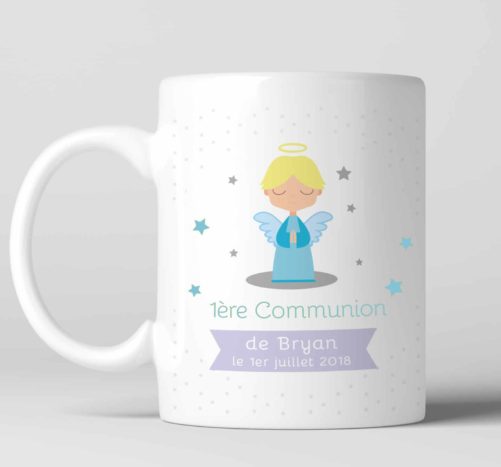 Mug personnalisé souvenir 1ère communion version ange garçon