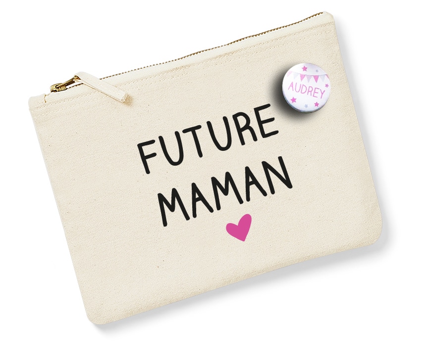 Pochette Future Maman avec badge - Le Monde de Bibou