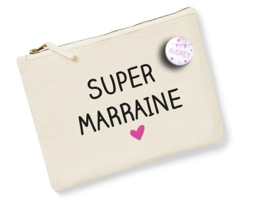 Pochette Super Marraine avec badge