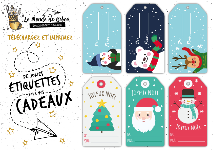 Les étiquettes cadeaux de Noël - Le Monde de Bibou - Cadeaux personnalisés