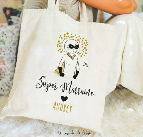 Tote bag illustration super marraine