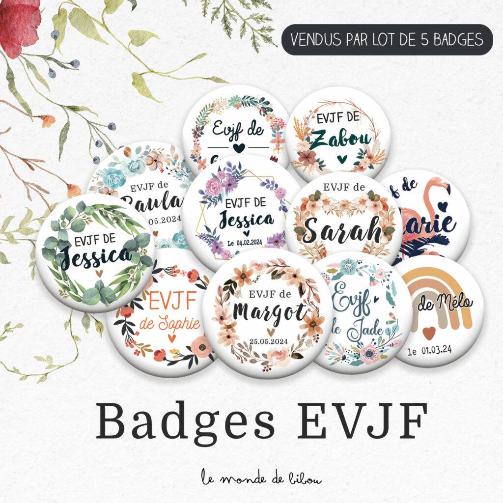 Lot 5 Badges personnalisé EVJF