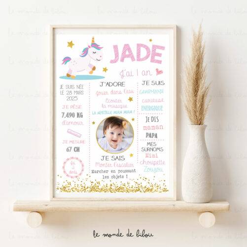 Affiche anniversaire Petite Licorne