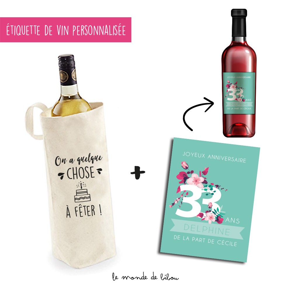 champagne 1er anniversaire de mariage sac Bouteille Cadeau pour vin Personnalisé