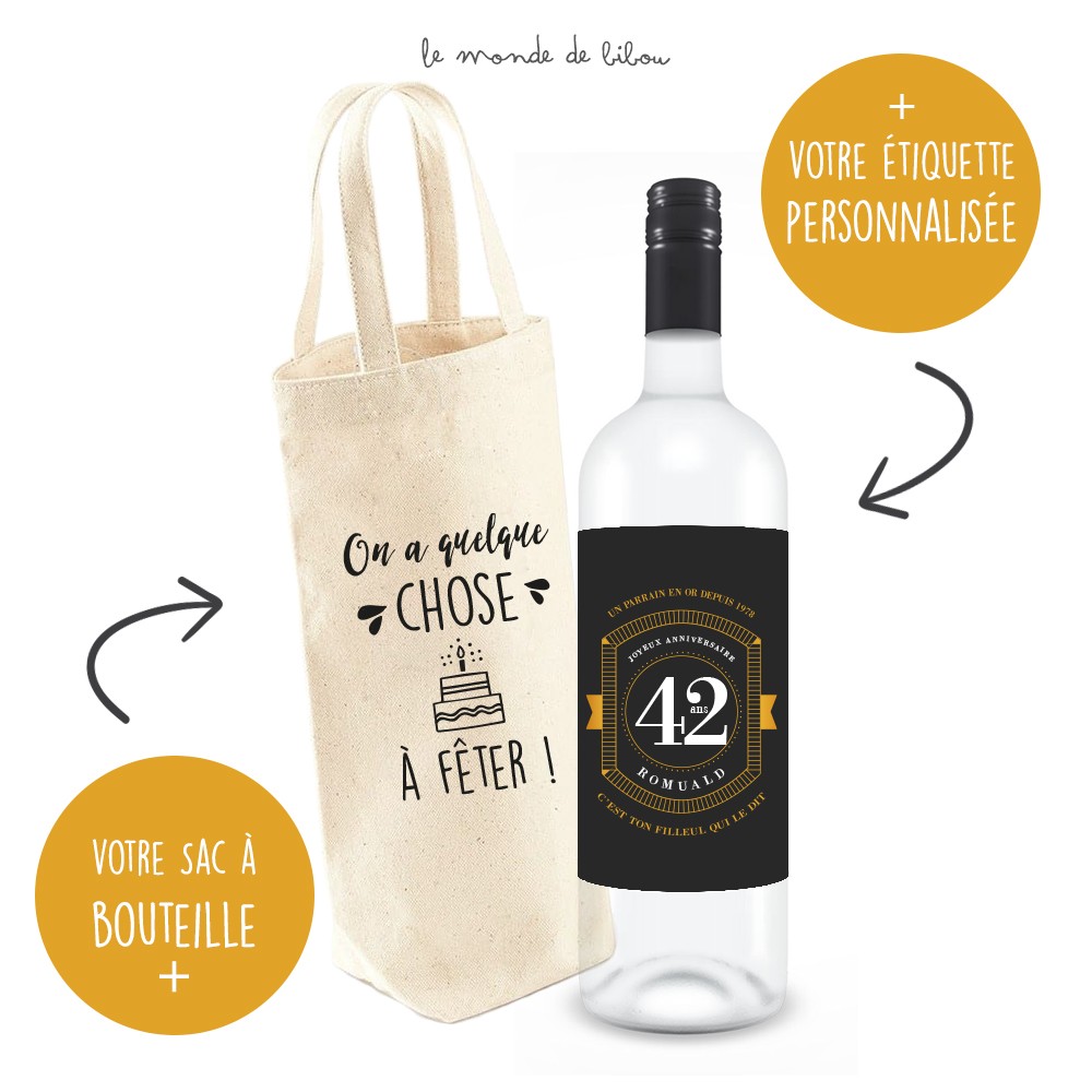 Sac A Bouteille Et Etiquette Anniversaire En Or Le Monde De Bibou