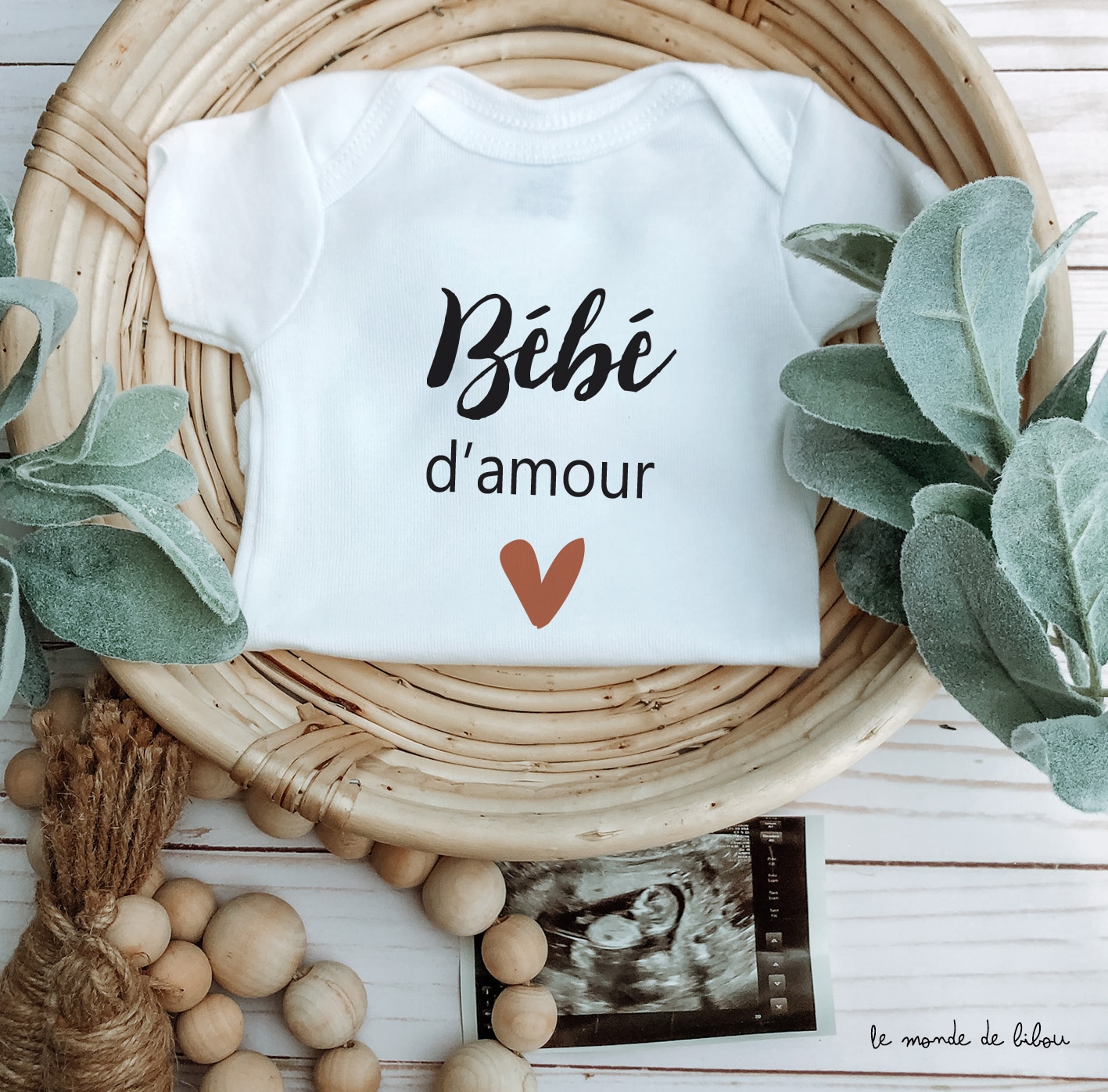 Bavoir personnalisable Bébé d'amour - Le Monde de Bibou