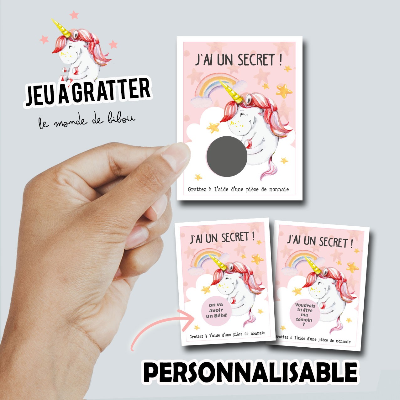 Ticket à gratter Jeu Licorne - Le Monde de Bibou - Cadeaux personnalisés