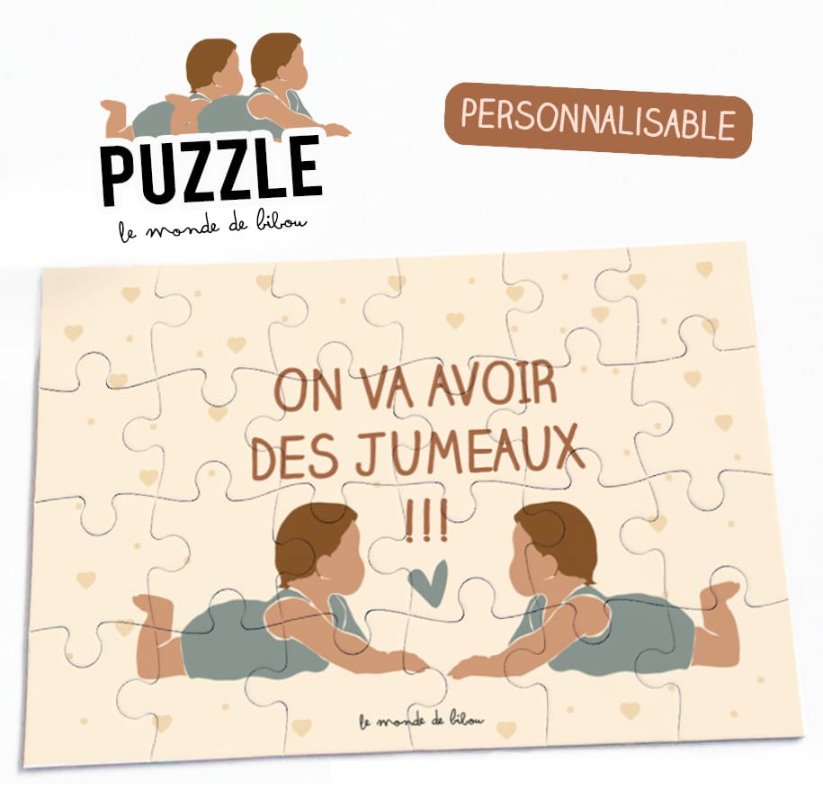 Puzzle personnalisable Bébé arrive - Le Monde de Bibou