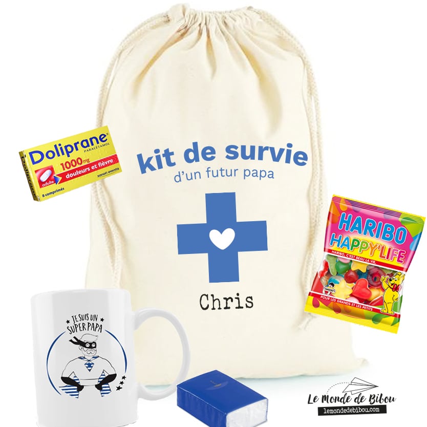 Pochon Kit de survie personnalisé pour jeune papa ou futur papa, pochette  boîte à papa baby shower -  France