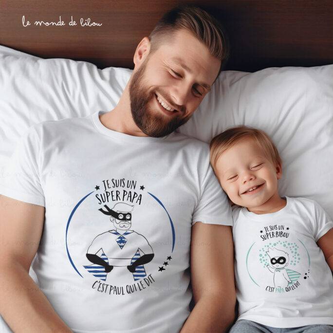 Duo T-shirts papa et ses enfants