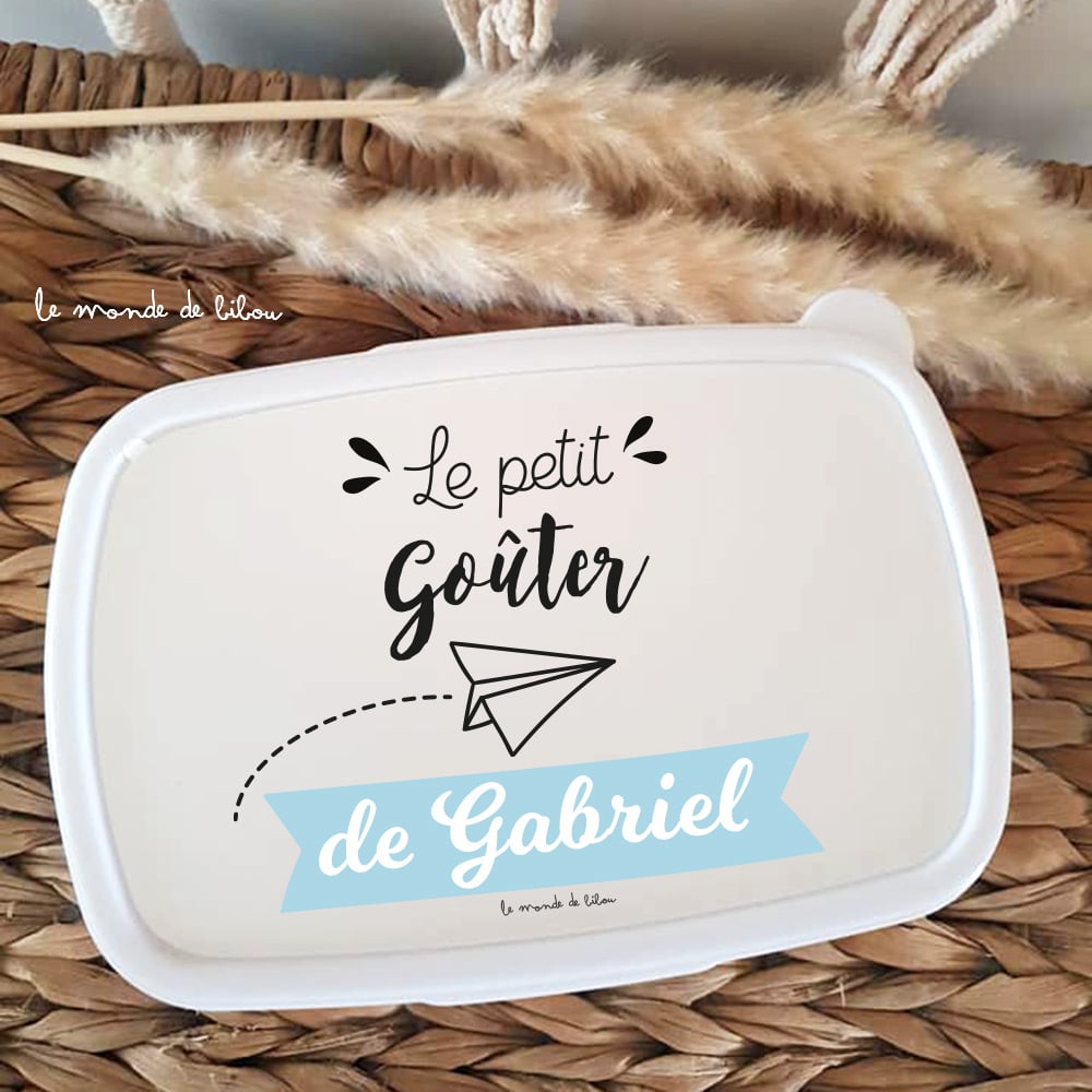 Boîte à Goûter personnalisée garçon Le monde de Bibou