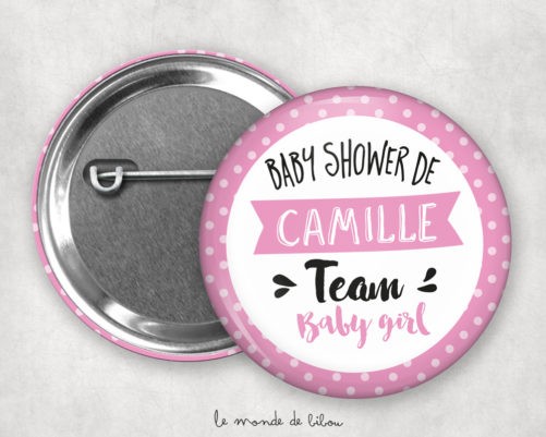 Badges Baby shower personnalisés Polka