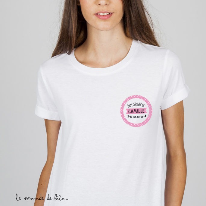 Tee-shirt Baby shower Polka