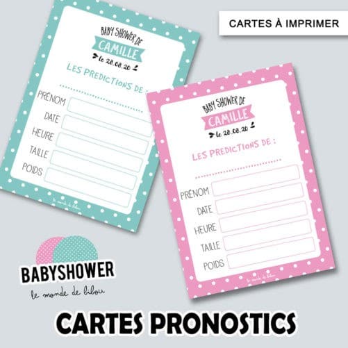 Cartes pronostics Baby shower Polka à imprimer