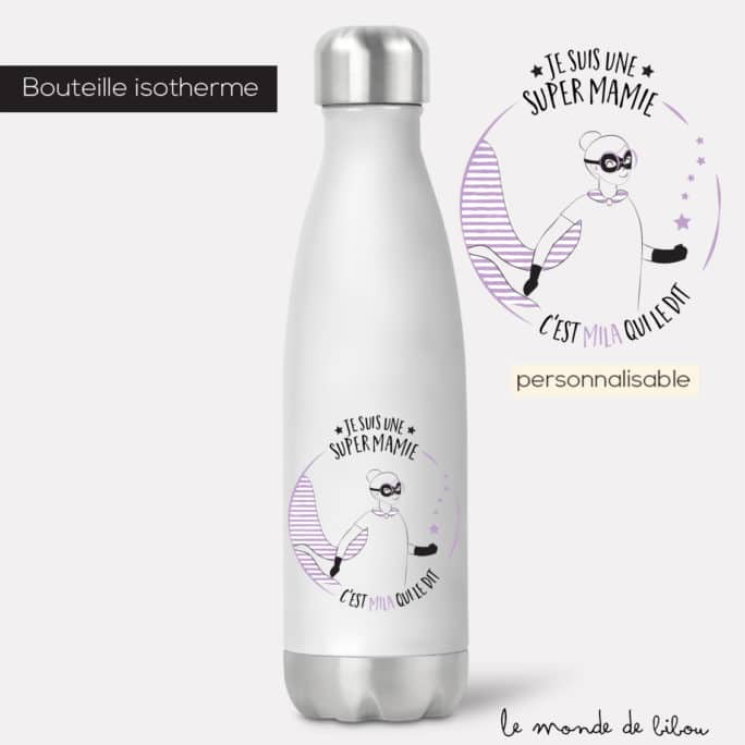 Bouteille isotherme Mamie Super héros