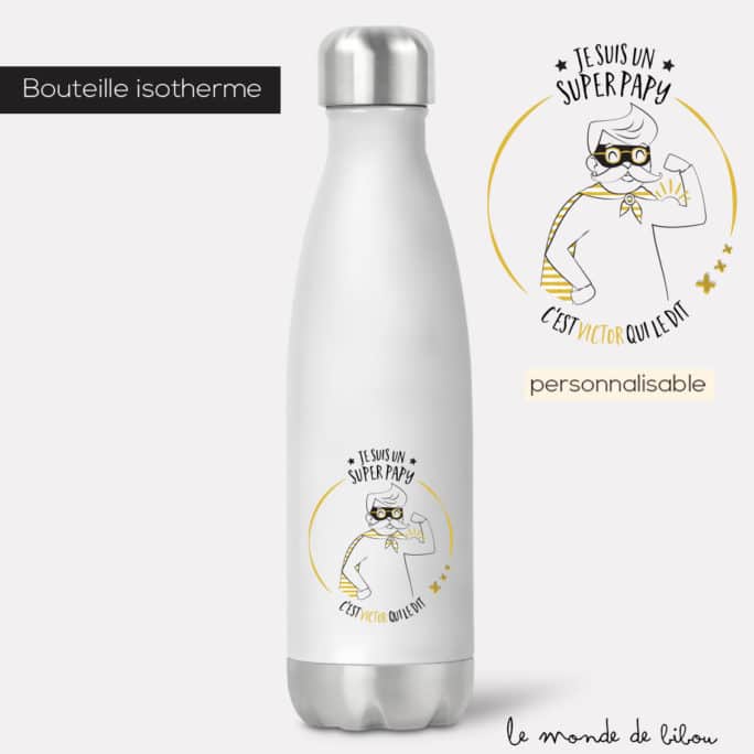 Bouteille isotherme Papy Super héros