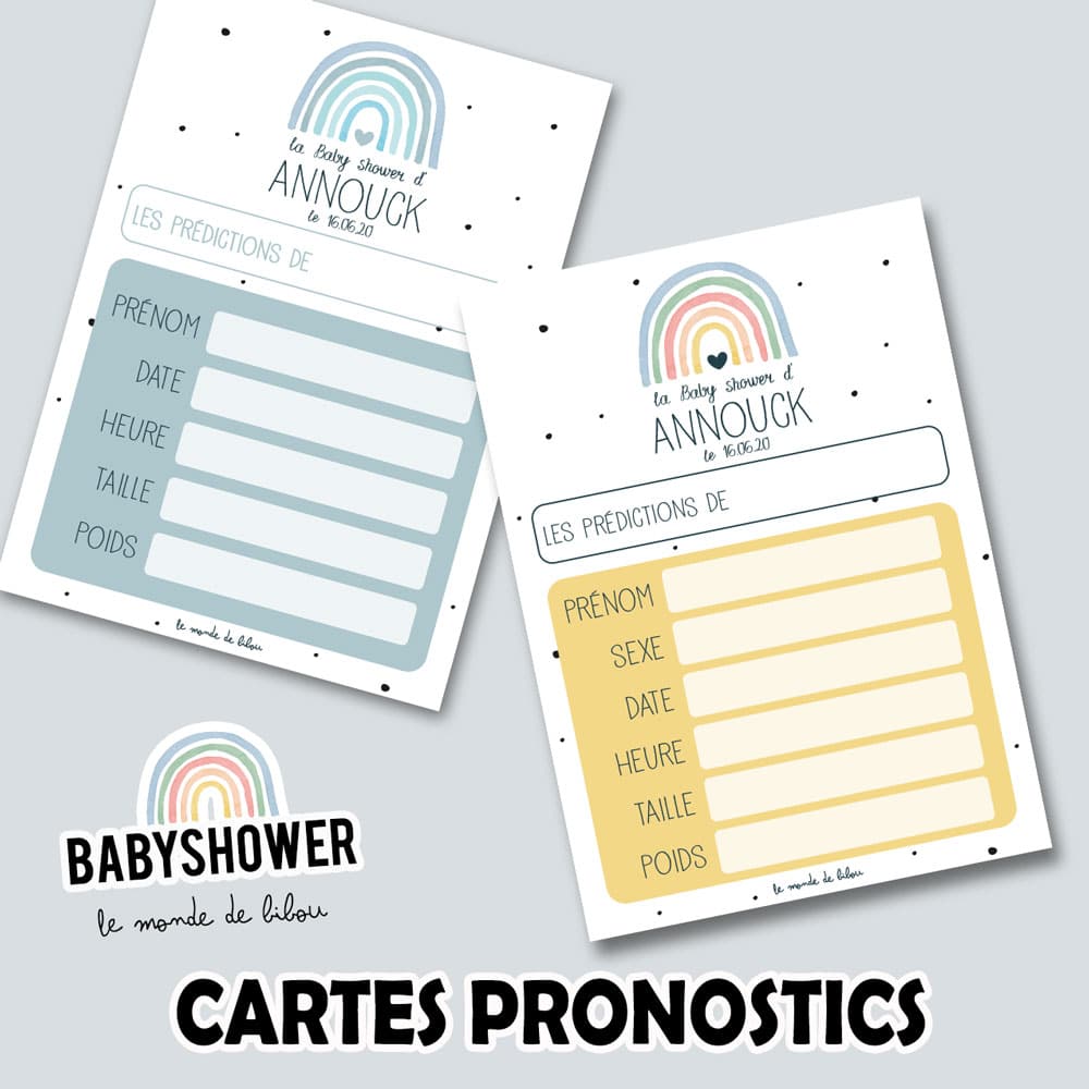 Cartes pronostics baby shower, naissance, bébé, animation - Un