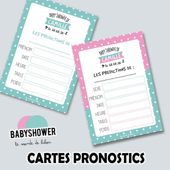 Cartes pronostics Baby shower Polka