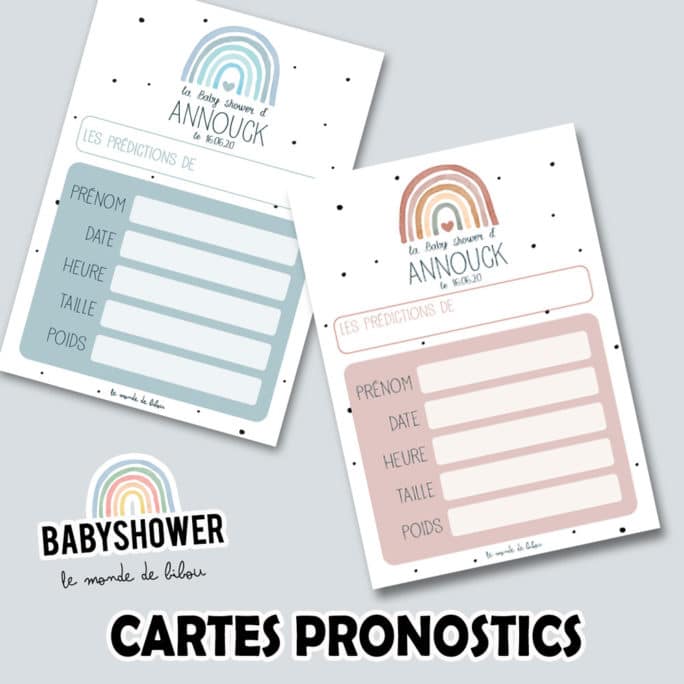 Cartes pronostics Baby shower Rainbow