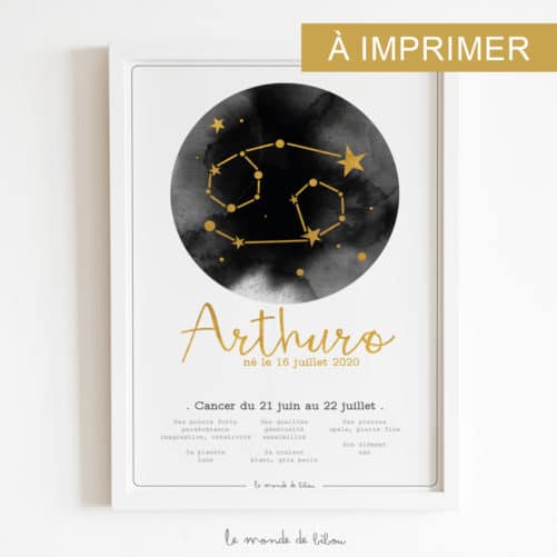Affiche Prénom Zodiaque Cancer imprimable