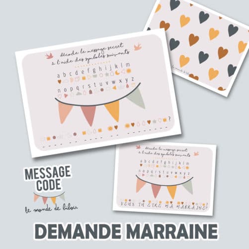 Carte message codé Marraine
