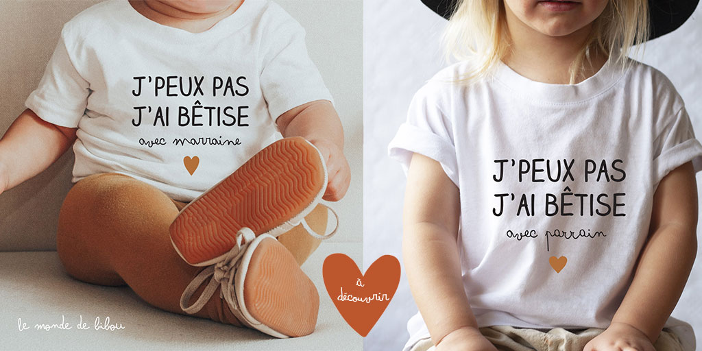 T-shirts duo parrain filleul filleule Bêtise avec parrain cadeau Baptême  Cadeau annonce futur parrain cadeau filleule -  France