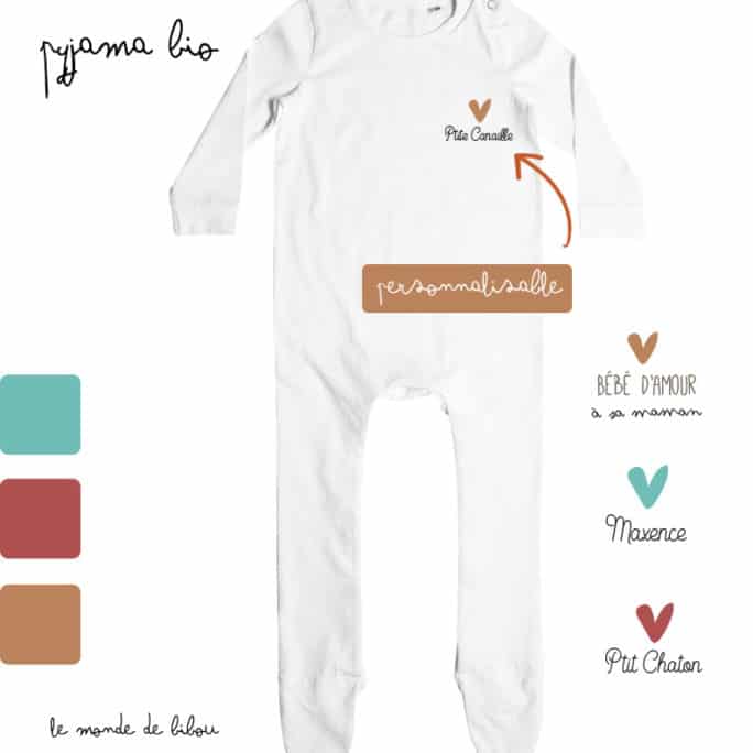 Pyjama bébé Petit cœur personnalisable