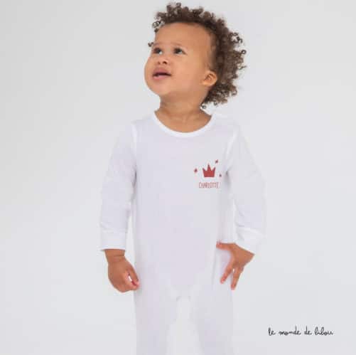 Pyjama bébé Petite couronne personnalisable