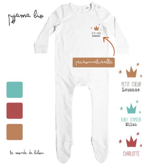 Pyjama bébé Petite couronne personnalisable