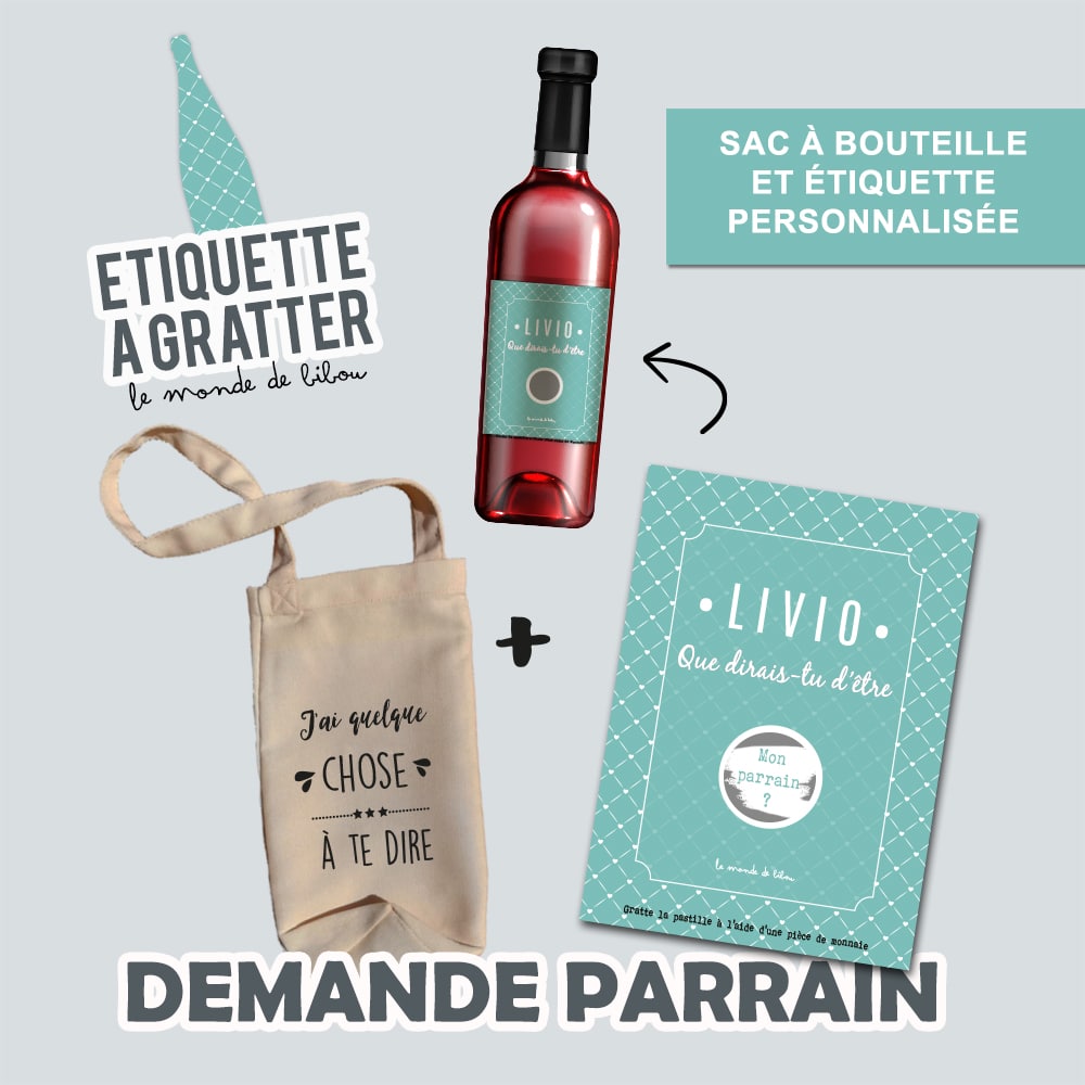 Sac et Étiquette de vin à gratter Annonce mariage - Le Monde de Bibou