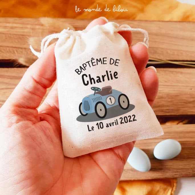 Sac ballotin dragées Voiture retro