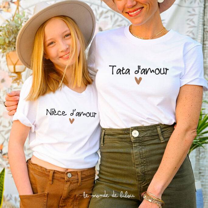 Duo T-shirts Tata Neveu Nièce d'amour