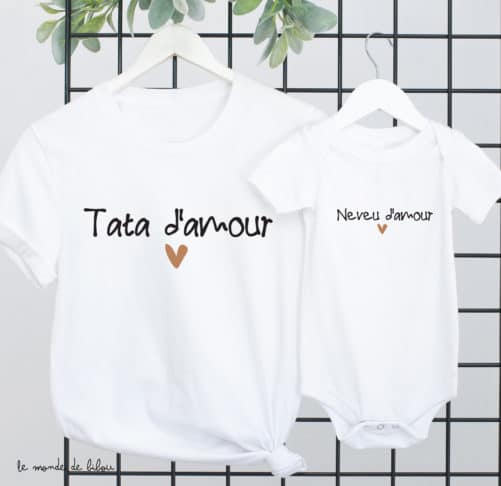 Duo T-shirts Tata Neveu Nièce d'amour