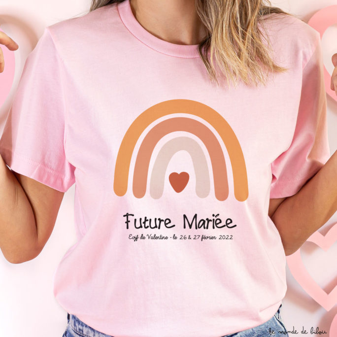 T-shirt rose Future mariée Arc en ciel