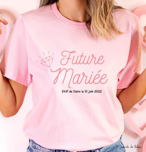 T-shirt rose Future mariée diamant