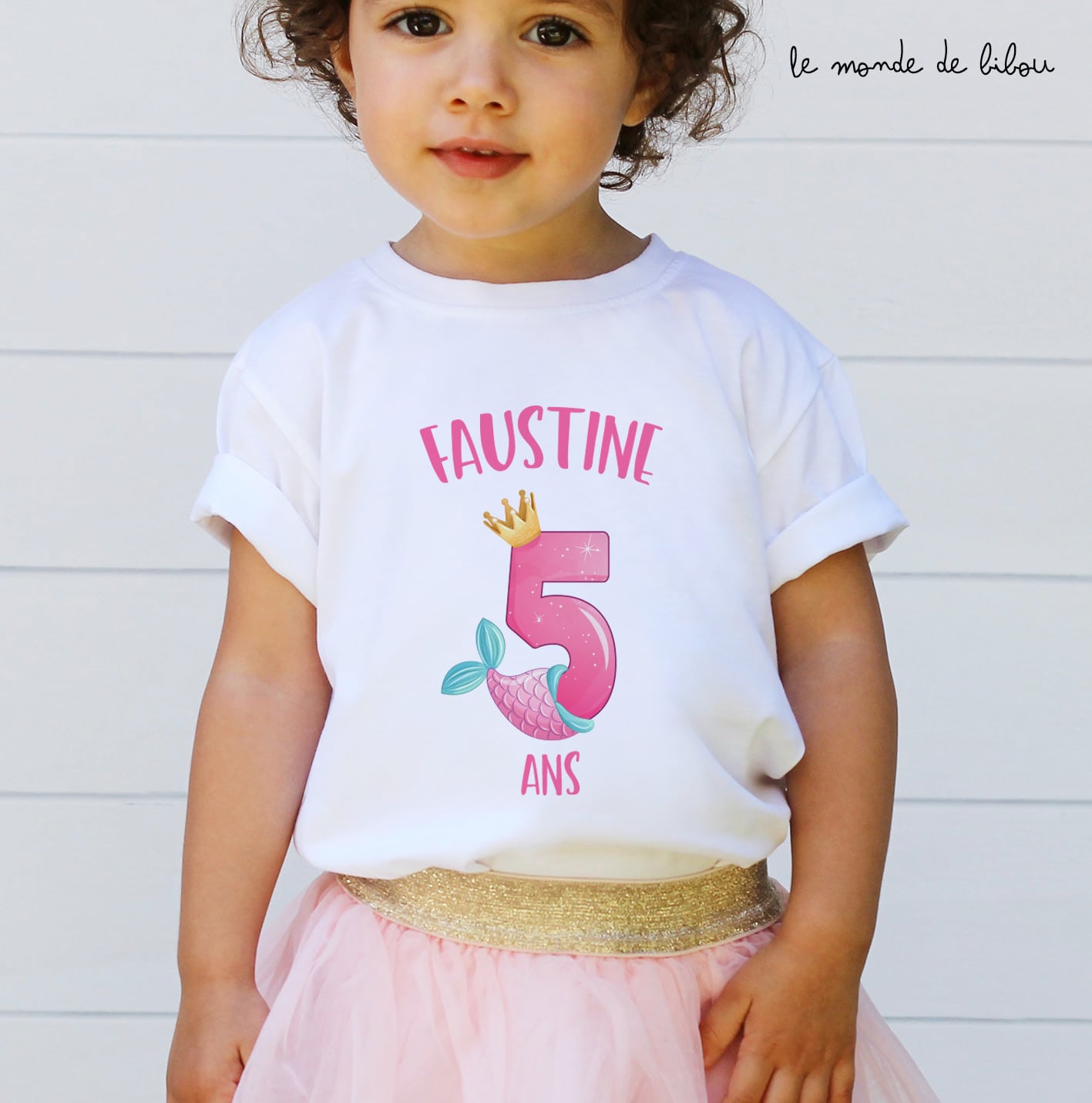 Magnet avec l'œuvre « Anniversaire Fille 5 ans Princesse T-Shirt