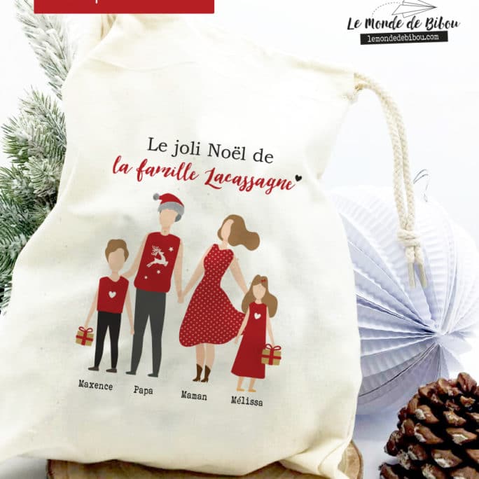 Hotte Noël personnalisée Famille S