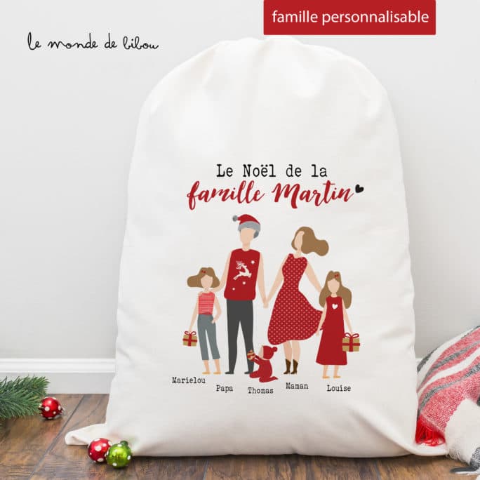 Hotte Noël personnalisée Famille M