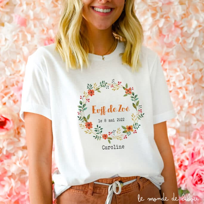 T-shirt EVJF Couronne de fleurs