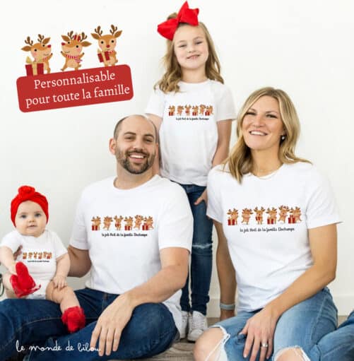 T-shirt famille Cerfs de Noël