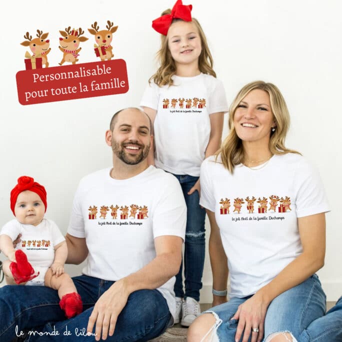 T-shirt famille Cerfs de Noël
