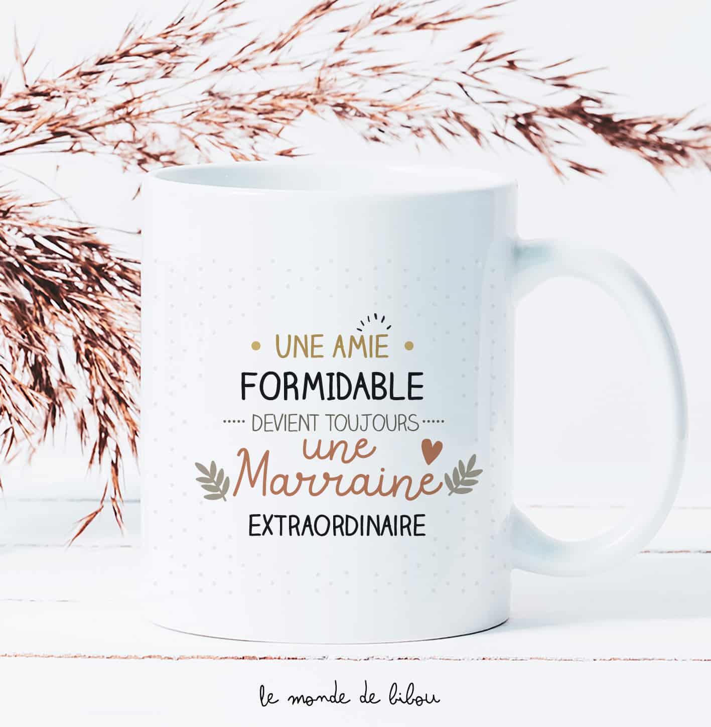 Mug personnalisé Marraine extraordinaire - Le Monde de Bibou