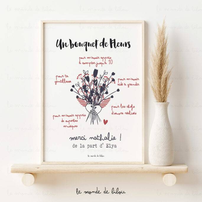 Affiche Bouquet de fleurs Remerciement